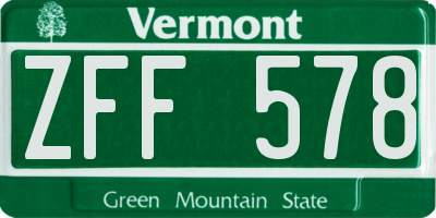 VT license plate ZFF578