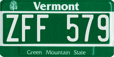 VT license plate ZFF579