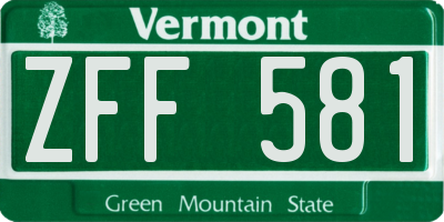 VT license plate ZFF581