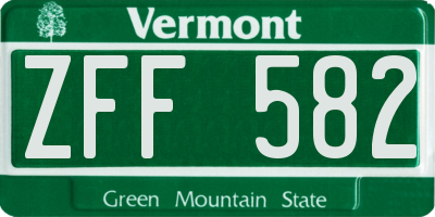 VT license plate ZFF582