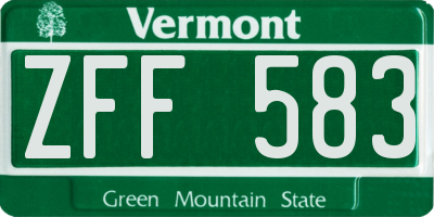 VT license plate ZFF583