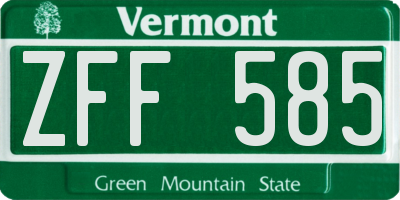 VT license plate ZFF585
