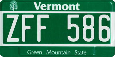 VT license plate ZFF586