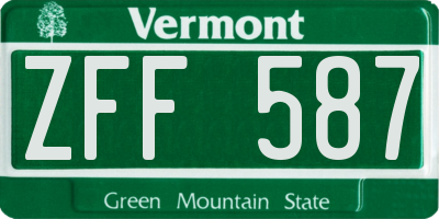 VT license plate ZFF587