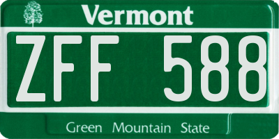 VT license plate ZFF588