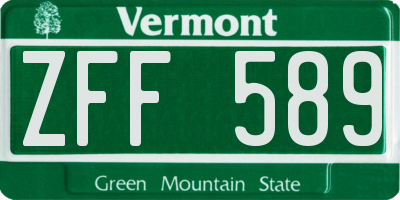 VT license plate ZFF589