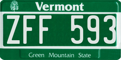 VT license plate ZFF593