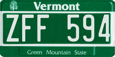 VT license plate ZFF594