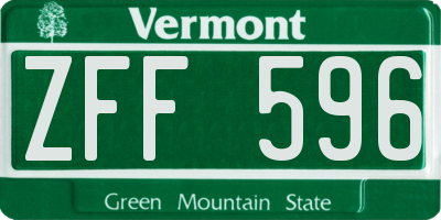 VT license plate ZFF596