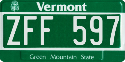 VT license plate ZFF597