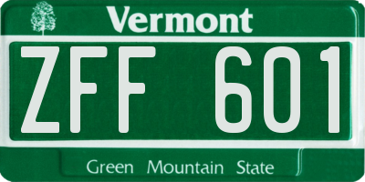 VT license plate ZFF601