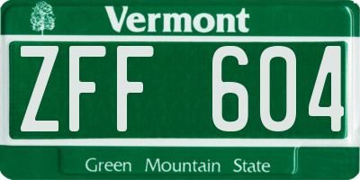 VT license plate ZFF604