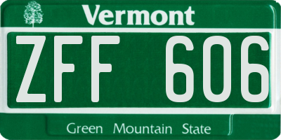VT license plate ZFF606