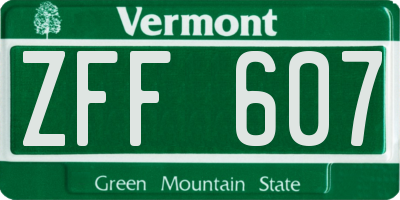 VT license plate ZFF607