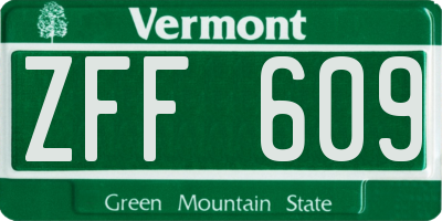 VT license plate ZFF609