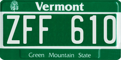 VT license plate ZFF610