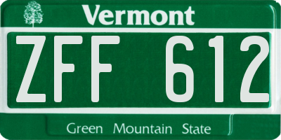 VT license plate ZFF612