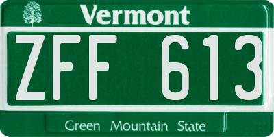 VT license plate ZFF613