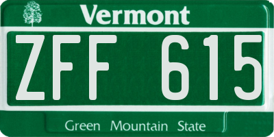 VT license plate ZFF615