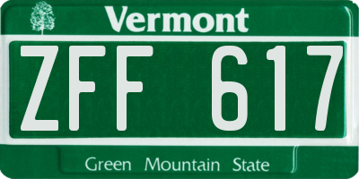 VT license plate ZFF617