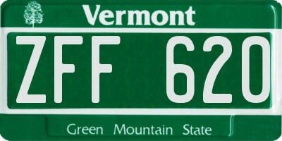 VT license plate ZFF620