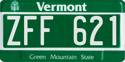 VT license plate ZFF621
