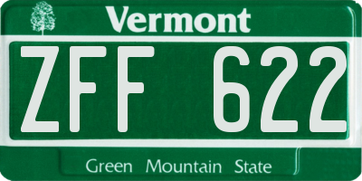 VT license plate ZFF622