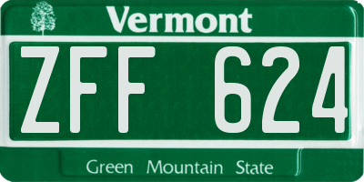 VT license plate ZFF624