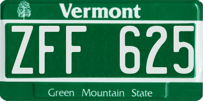 VT license plate ZFF625