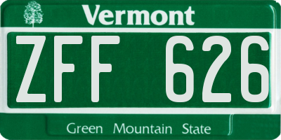 VT license plate ZFF626