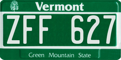 VT license plate ZFF627