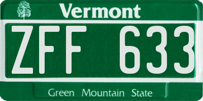 VT license plate ZFF633