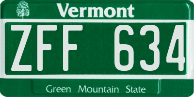 VT license plate ZFF634