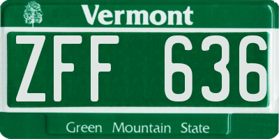 VT license plate ZFF636