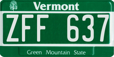 VT license plate ZFF637