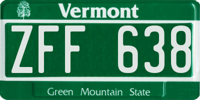 VT license plate ZFF638