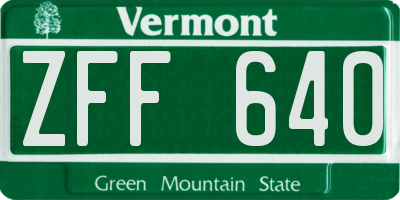 VT license plate ZFF640