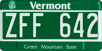 VT license plate ZFF642