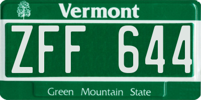 VT license plate ZFF644