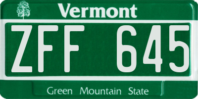 VT license plate ZFF645