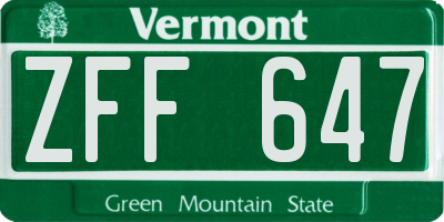 VT license plate ZFF647
