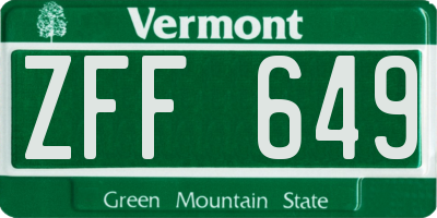 VT license plate ZFF649