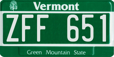 VT license plate ZFF651