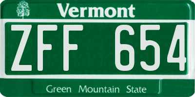 VT license plate ZFF654