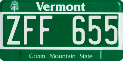 VT license plate ZFF655