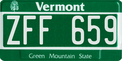 VT license plate ZFF659