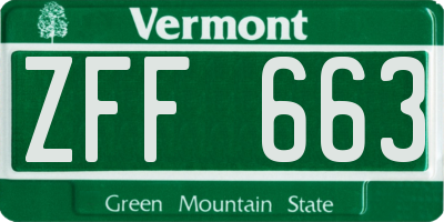 VT license plate ZFF663