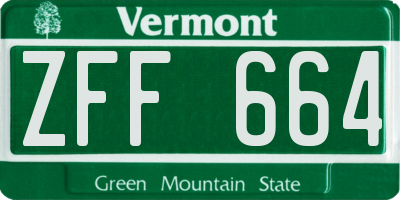 VT license plate ZFF664
