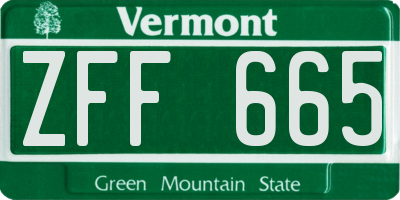 VT license plate ZFF665