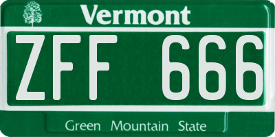 VT license plate ZFF666